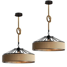 Vintage Retro Industrial Loft Hemp Rope Iron Pendant Ceiling Light Retro Lamp