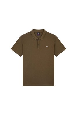Paul & Shark COP1013-132 Baumwoll Piqué Poloshirt mit Shark Badge Olive Green