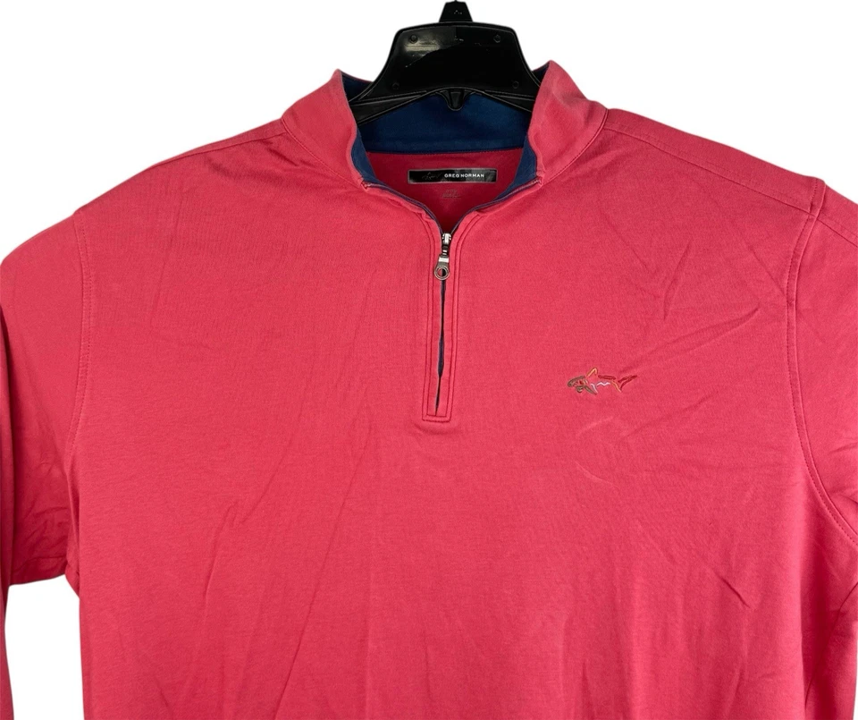 Camisa Pullover Greg Norman Para Hombres Golf Performance Elastizada 1/4 Cremallera XL Rosa Usada en Excelente Condición Foto 3 de 4