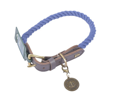 Hunter 64720 Halsband List Größe 70 Blau Hund 57-65cm Tau 12mm Anker Maritim