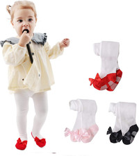 Baby Tights Baby Girls Non-Slip Plain/Ribbed Leggings Seamless Cotton Stockings