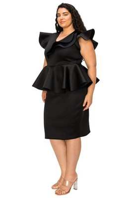 PLUS SIZE Onyx Neoprene Peplum Dress | eBay