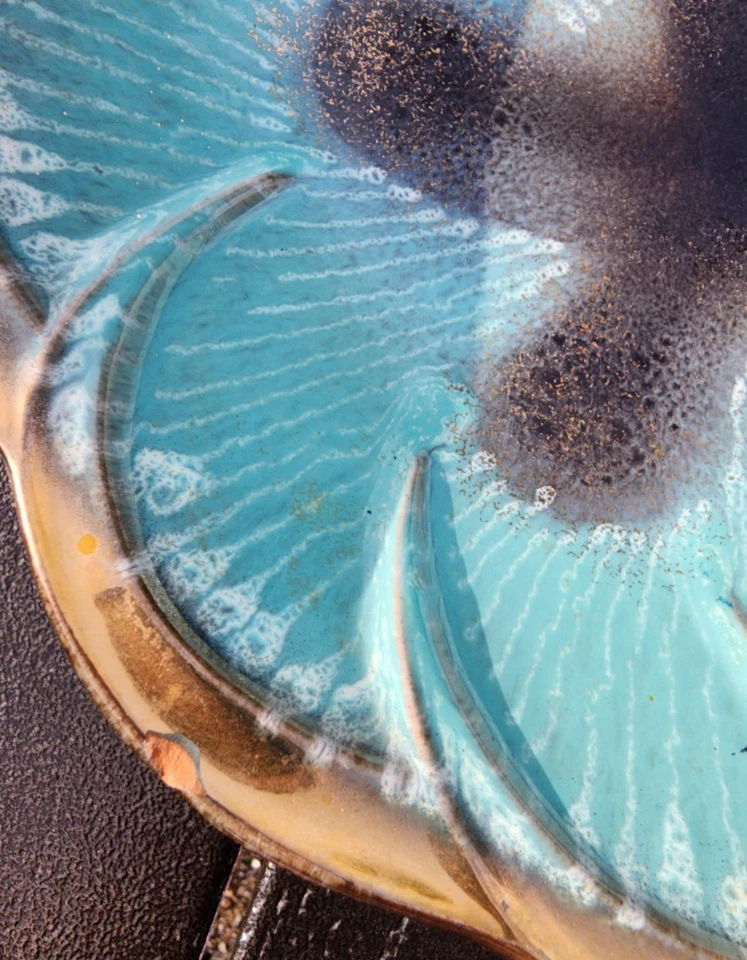 Frutero festoneado turquesa Art Deco vintage 1929 Jasba Keramik - Alemania Foto 4 de 4