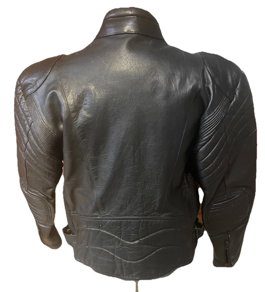CHAQUETA PESADA PARA HOMBRE VINTAGE CUERO DIAMANTE CAFÉ RACER MOTOCICLETA MOTO 46/L-XL Foto 4 de 4