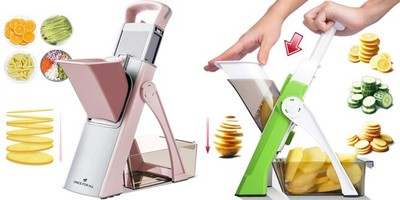 ONCE FOR ALL Upgraded Safe Mandoline Slicer Plus Pink & Vegetable Slicer...