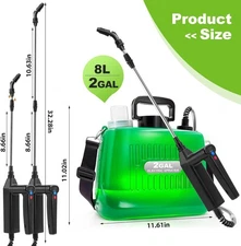 Battery Powered Sprayer 2 Gallon, 2025 New Electric Garden Sprayer with 3 Spr...