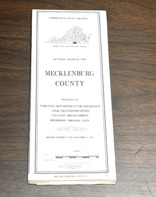 Mecklenburg  County 1981 General VDOT Highway Map of Mecklenburg Count, Virginia