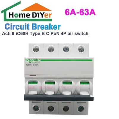 Circuit Breaker Acti 9 iC60H RCBO 6A-63A Type B C PoN 4P air switch