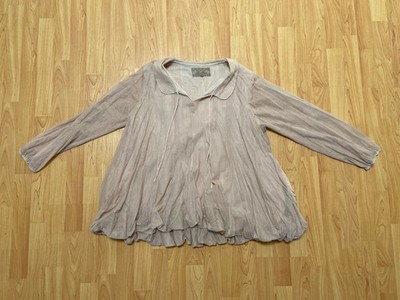 Les Ours Crop Pullover Lace Creme Pink  Size Xl Women s Long Sleeve Flowing
