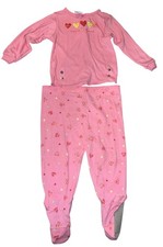 Carters Vintage Sweet Heart Girls Pink 2 Piece Snap Together Pajamas Size 12-18M