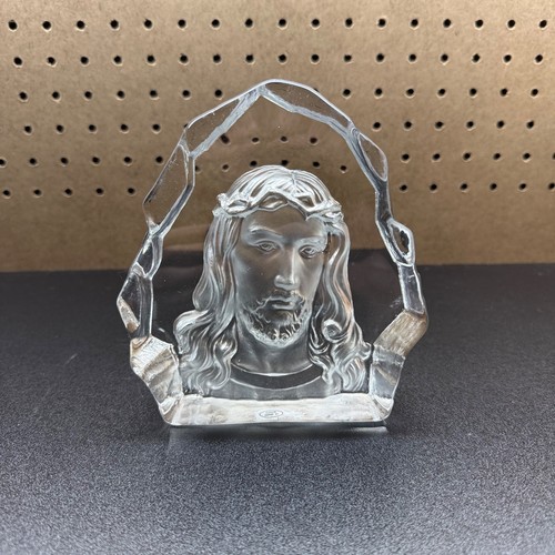 Crystal Glass Sculpture laser-etched "iceberg" style Jesus Christ 5 3/4" tall