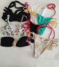 Women  s Small/M Bikini Swimsuits Lot 7 Piece Black, Butterflies, Crinkle