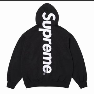 Supreme Satin Appliqué Hooded Sweatshirt Black (SS26) Large (L)
