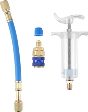 X AUTOHAUX Oil and Dye Injectors Kit 30Ml/1 Oz Hand Push Compressor Manual AC Oi