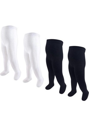 Hudson Baby Cotton Tights, 4-Pack, Black and White Size 0-9 Months