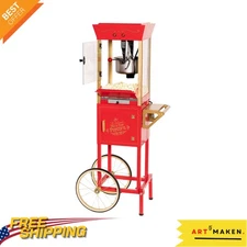 Vintage 8 Oz Electric Popcorn Maker - Professional Cart for 32 Cups of Fun