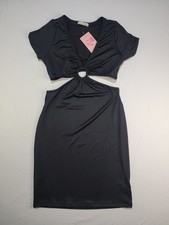Heart & Hips Womens M Black Cutout Ring Front Bodycon Mini Dress Club Party...