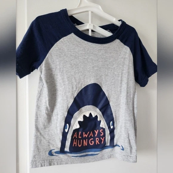 Kid's 5t Carters Shark Always Hungry Graphic T Shirt Short Sleeve Tee Nautical - Image 3 of 4