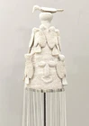African Yoruba Beaded White Colored Bird Crown