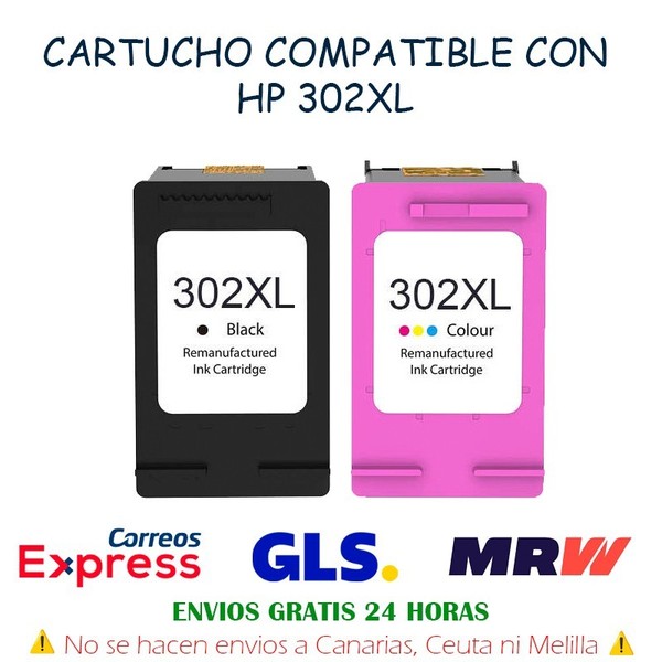 Cartuchos de tinta compatibles con HP 302XL DeskJet 3830 3832 4650 1110
