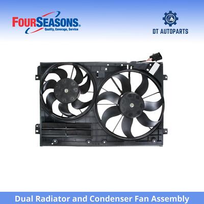 For 2009-2014 Volkswagen Tiguan Dual Radiator  Condenser Fan Assembly 4 Sea