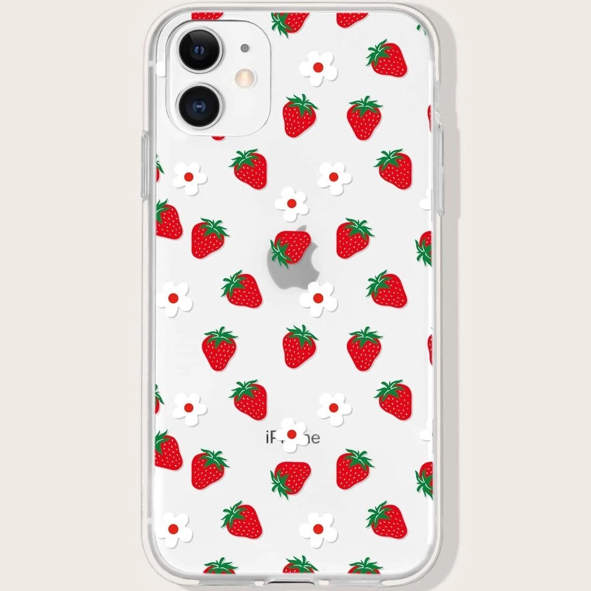 Strawberry Print Clear Fun iPhone Case for 14 13 12 11 XR XS X Pro Max 7 8 Plus