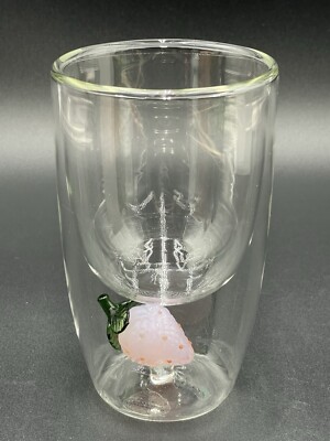 Anthropologie Talullah Double Walled Glass Tumbler Strawberry 5.5 x3.25  New