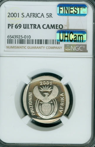 2001 SOUTH AFRICA 5 RAND NGC PF69 MAC FINEST UHCAM SPOTLESS 3,678 minted *
