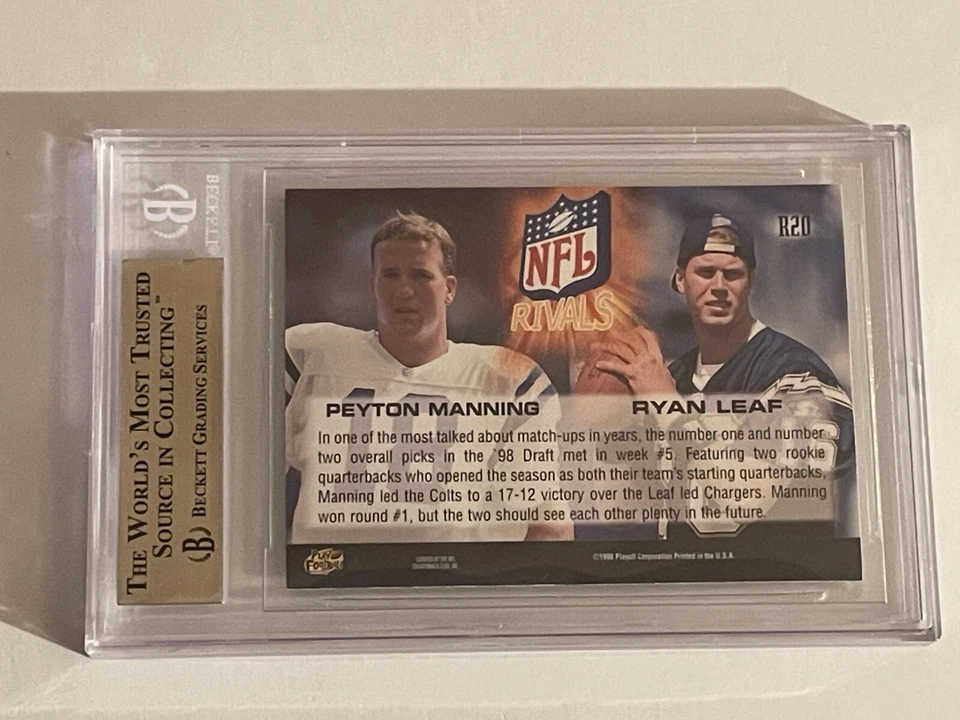 1998 Peyton Manning ROOKIE Playoff Momentum NFL Rivals #20 BGS 9.5 Pop 1 - Image 3 of 3