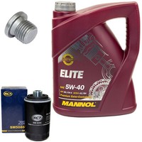 MotoröL Set 5W40 5 Liter + ÖLfilter SM 5086 + Schraube FüR Audi A3 Seat Skoda VW