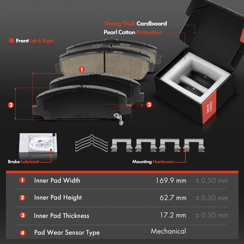 6x rotores de freio a disco dianteiro e pastilha de freio de cerâmica para Nissan Armada 2012-2014 TITAN - Imagem 3 de 4