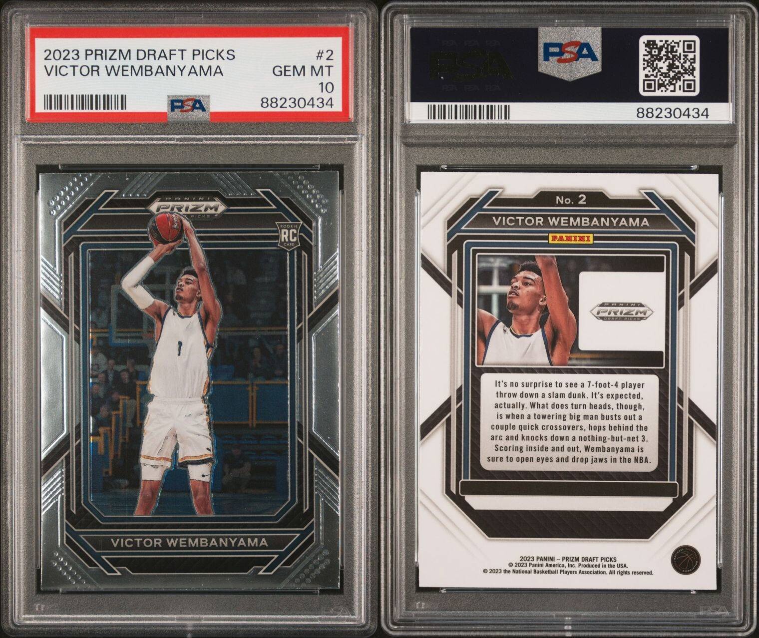 2023-24 Panini Prizm Draft Picks #2 Victor Wembanyama RC Rookie PSA 10 Gem Mint view 2