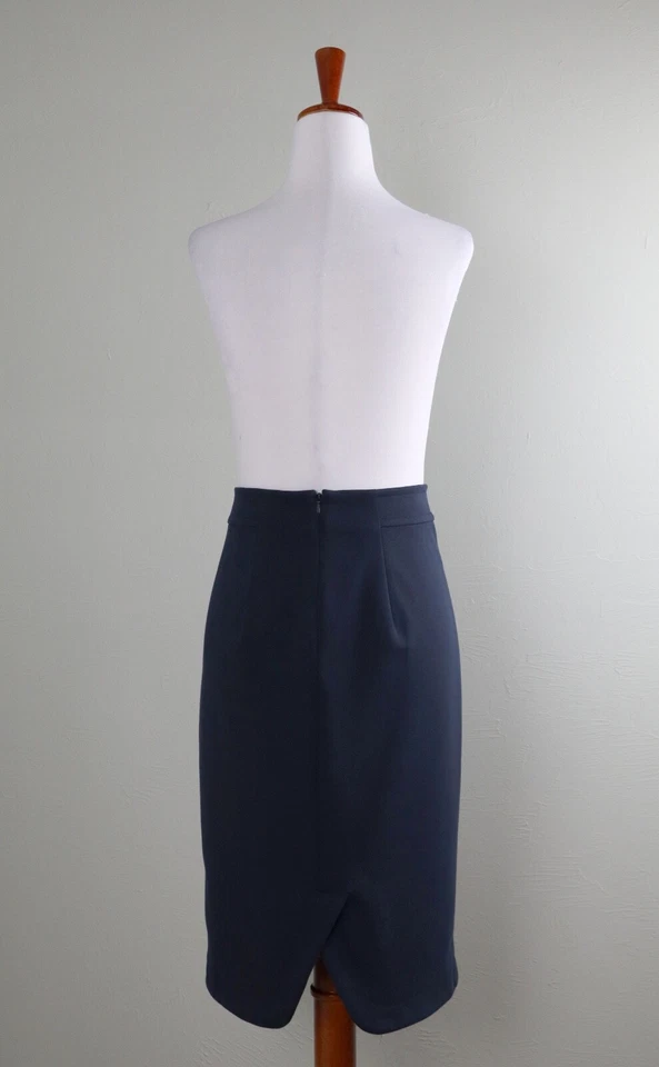 Falda lápiz BANANA REPUBLIC NUEVA CON ETIQUETAS $88 azul liso doble botonadura talla 4 Foto 3 de 4