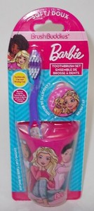BARBIE Mattel Toothbrush Set Includes Toothbrush, Cap & Rinsing Cup NIP