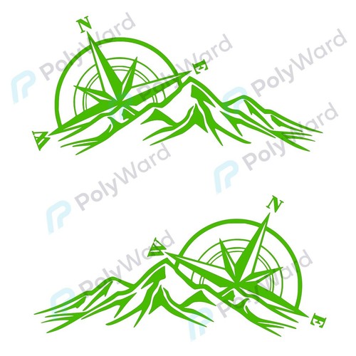 Compass Mountain Decal Stickers x2 For Camper Van Caravan Vinyl Sticker Graphic - Picture 9 of 17