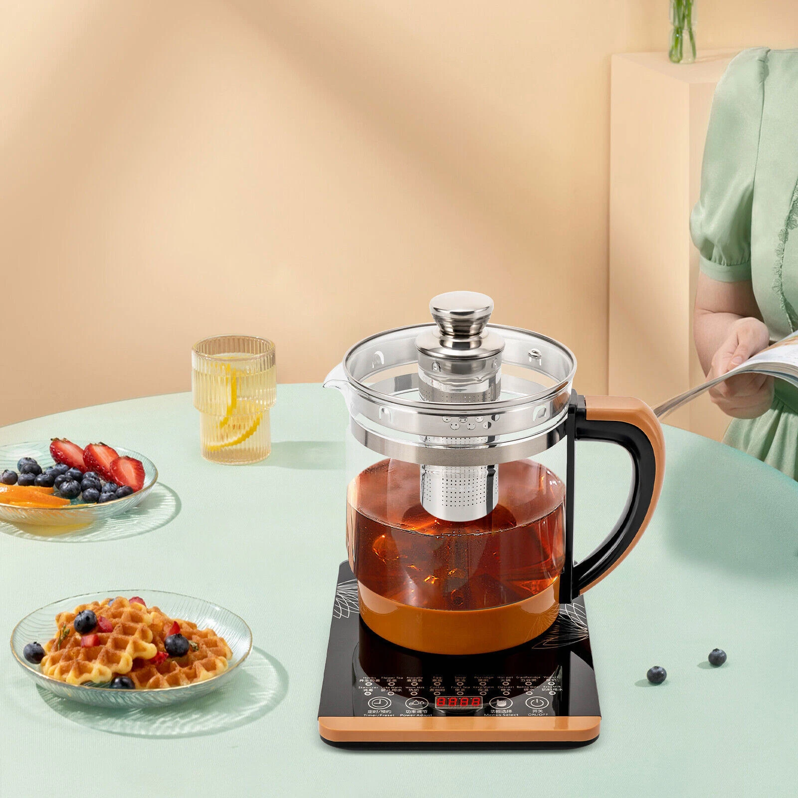 1.8L Electric Glass Kettle Electric Health Pot for Boiling Water Tea Maker 800W