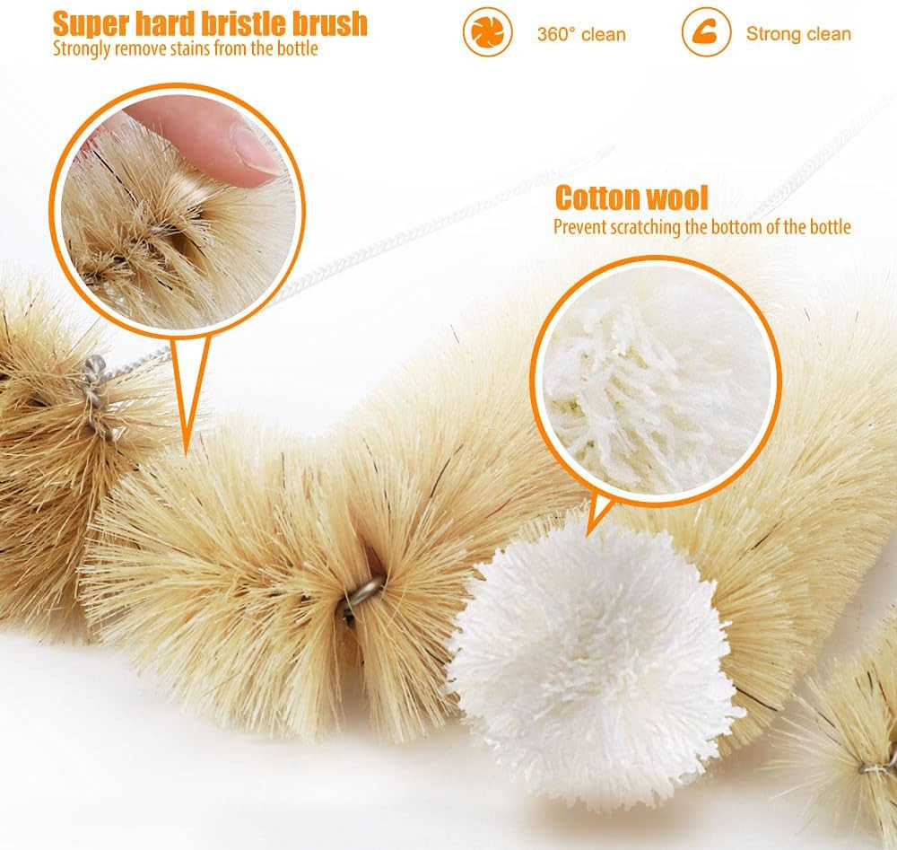 Masthome 9 Pieces Bottle Brush Set, Long Handle Bottle Cleaner for Washing Narro
