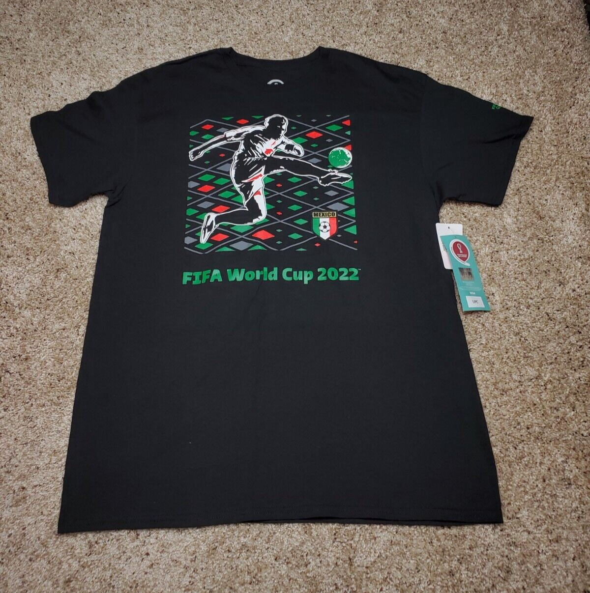 Mexico Fifa World Cup T Shirt Large Men Black Short Sleeve Crew 2022 Neck NWT
