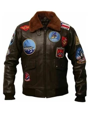 TOP GUN MAVERICK TOM CRUISE BOMBER FUR LEATHER FLYING FLIGHT JACKET FOR MEN