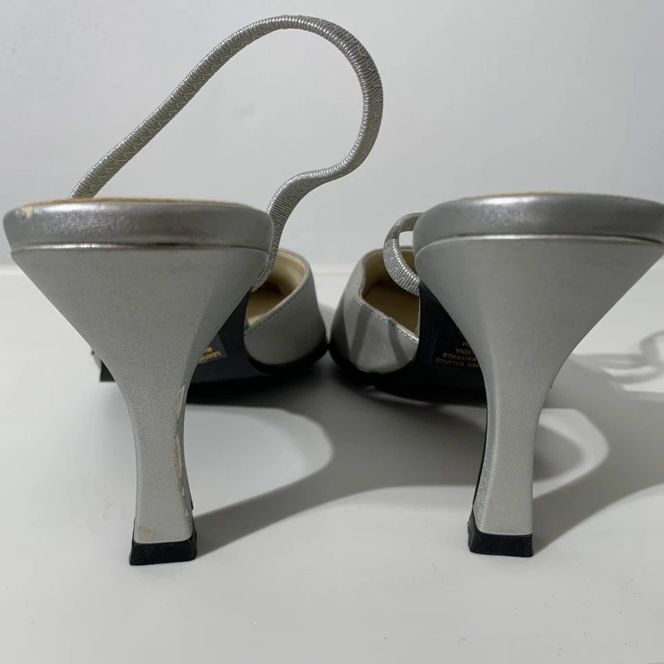 Coup d’etat Leather Mule Slide shoe vintage size 7M Silver - Image 4 of 4