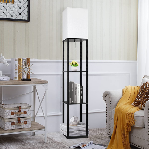 Floor Lamp with Shelves Shelf Floor Lamps for Living Room with 3 Color Temperatu - Picture 2 of 13