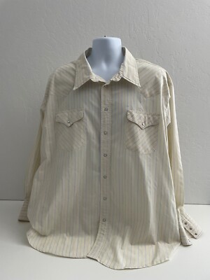 VTG Ruddock Shirts Mens 19.5 35 Striped Pearl Snap Western Button Down Shirt