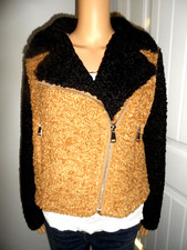 Cool Nine West size M black brown nubber zip front coat jacket women NWOT