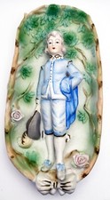 VTG Blue Boy Hand Painted Bisque Ceramic Hanging Wall Plaque 8"