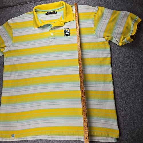 Yellow Coogi Yellow White Stripe Men's Polo Shirt Size XXXL - Picture 4 of 9