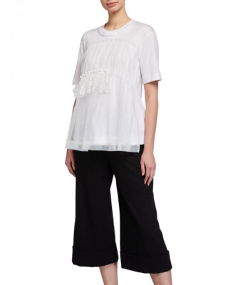 NWT Simone Rocha Sequin Apron Front T Shirt in White Size M $435