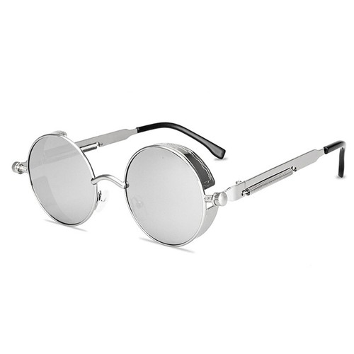 Vintage Steampunk Sunglasses Fashion Round Mirrored Retro Gothic Glasses Eyewear - Picture 23 of 31
