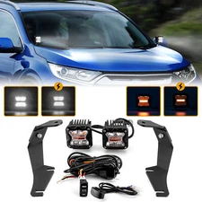 For Honda CR-V 2017-2022 3'' Amber White Strobe Lights+Ditch Mounts+DT Wire