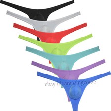 Men's Super Thiny Ice Silk Bikini G-string Underwear Low-rise Soft Pouch Thong