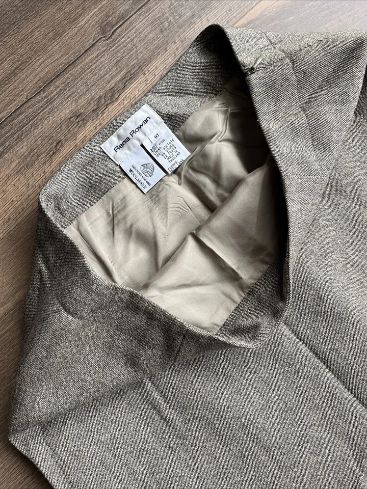 Saia Midi Rena Rowan 100% Pura Nova Lã Marca de Lã Forrada Marrom Tamanho 10 - Imagem 2 de 4